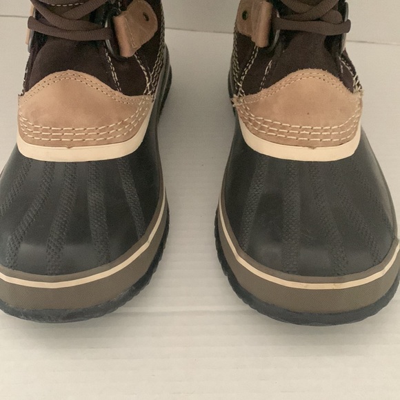 Sorel Joan of Arctic Suede Mid-Calf Lace-Up Brown/ Tan Boots - Picture 4 of 5